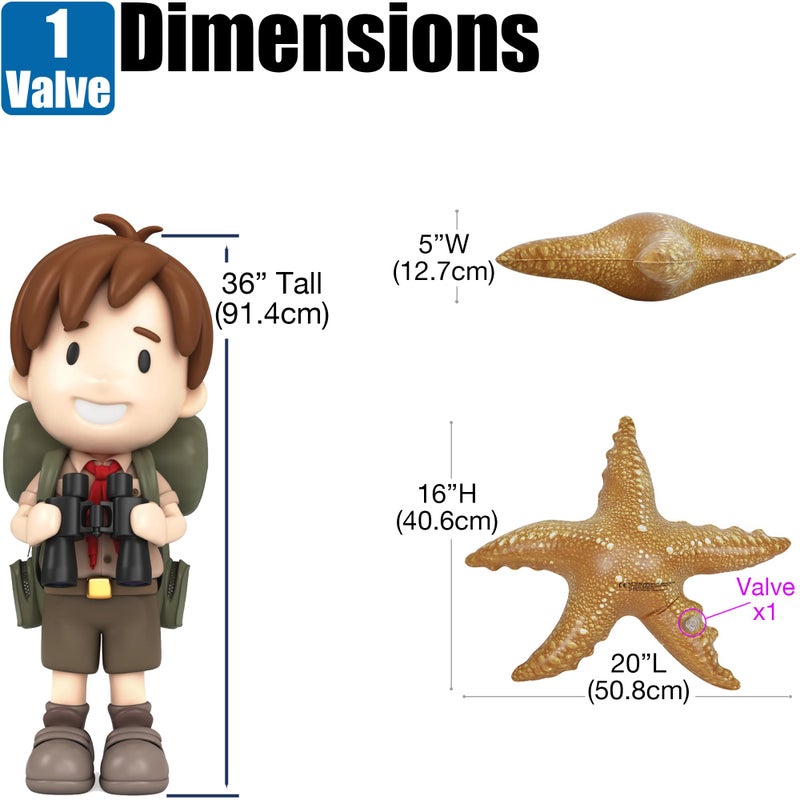 Jet Creations Inflatable Aquatic Animal Starfish, Pack of 4, 20 inches Height Toys for Kids 3 Year and up, Decoration with Hanger (1) per Starfish, 1 Pack - Image 2